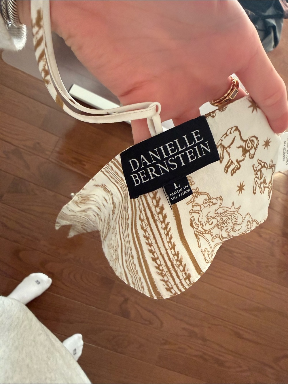 DANIELLE BERNSTEIN White & Gold Zodiac Print Scarf Tank - Picture 2 of 3